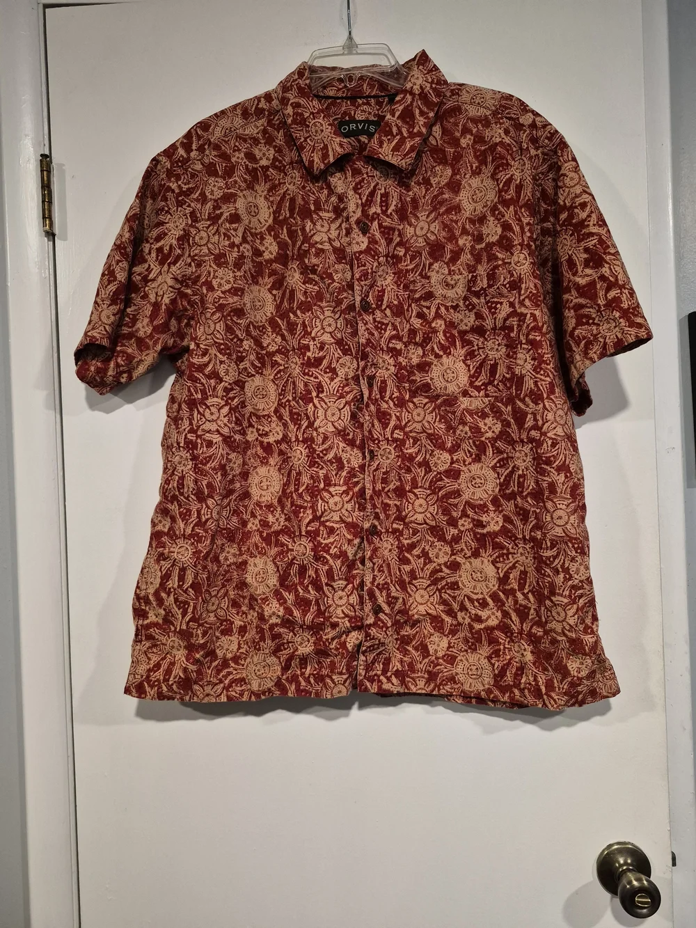 Orvis Red Floral Short-Sleeve Button-Down Shirt